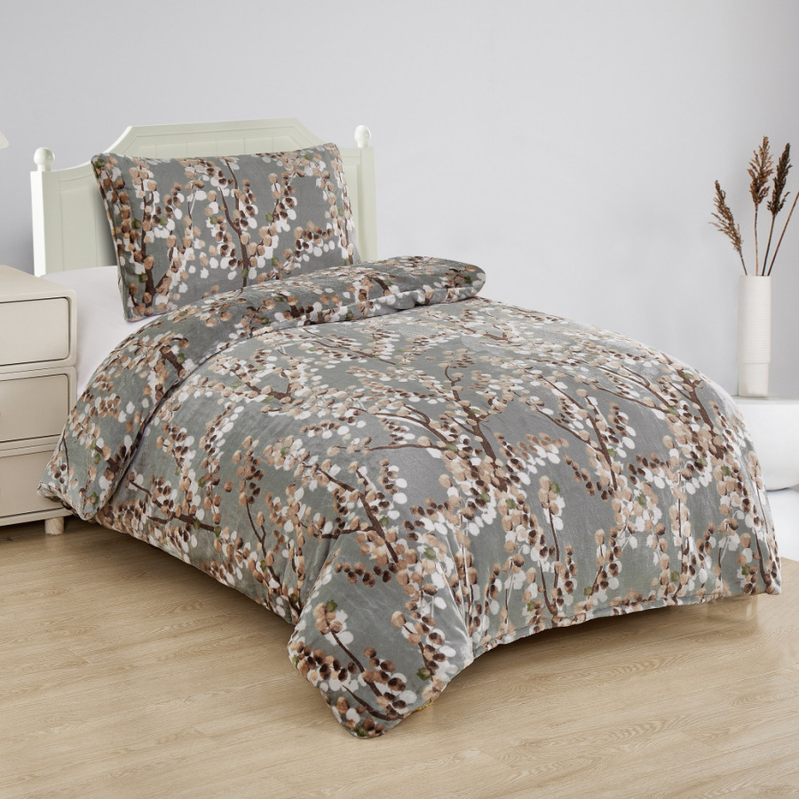 Mikroplyšové obliečky VETVIČKY hnedé