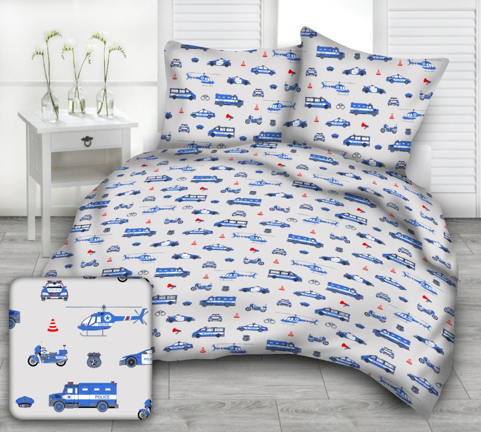 Detské bavlnené obliečky POLÍCIA SIVÁ
