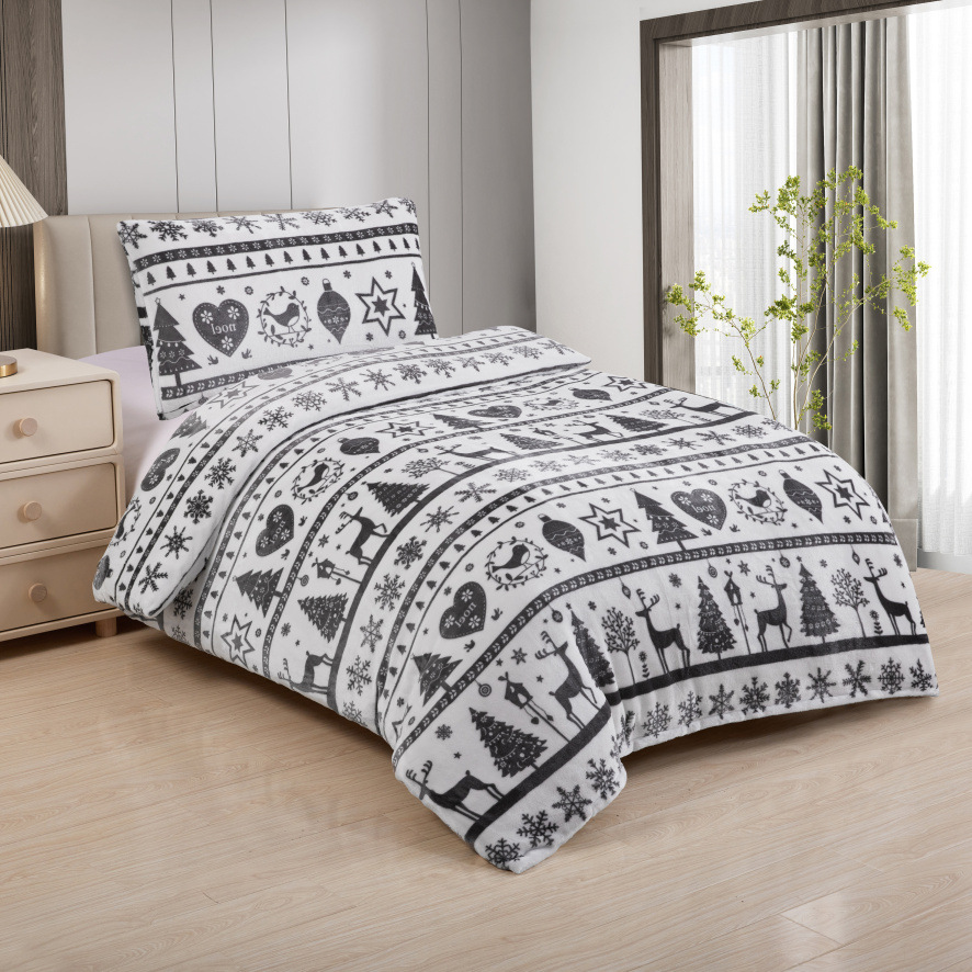 Mikroplyšové obliečky VIANOCE šedo-biele