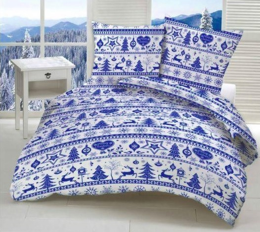 Vianočné bavlnené obliečky DeLuxe X-MAS MODRÉ