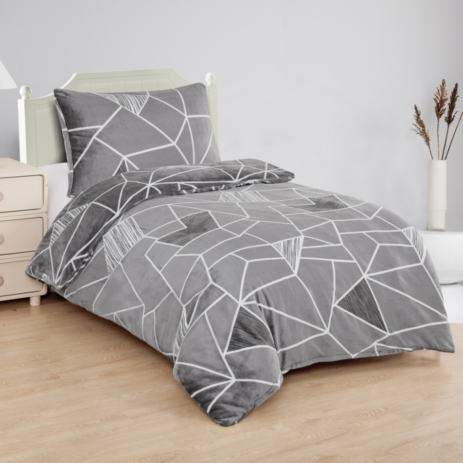 Mikroplyšové obliečky TRIANGULO šedé