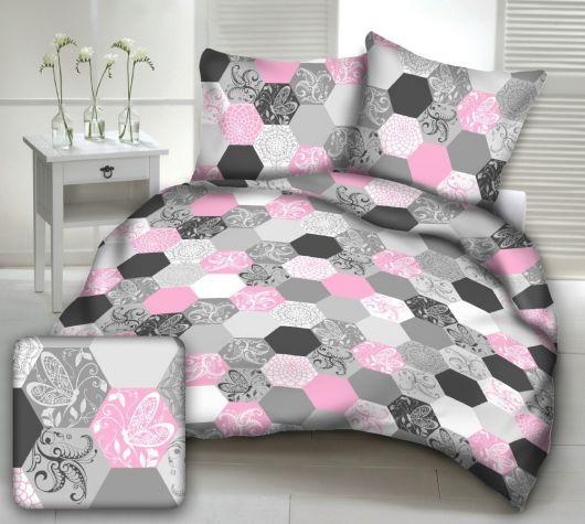 Bavlnené obliečky DeLuxe PINK AND GREY