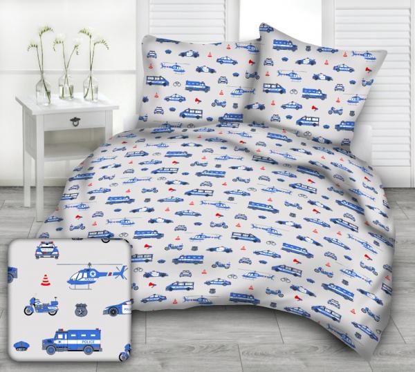 Detské bavlnené obliečky POLÍCIA SIVÁ