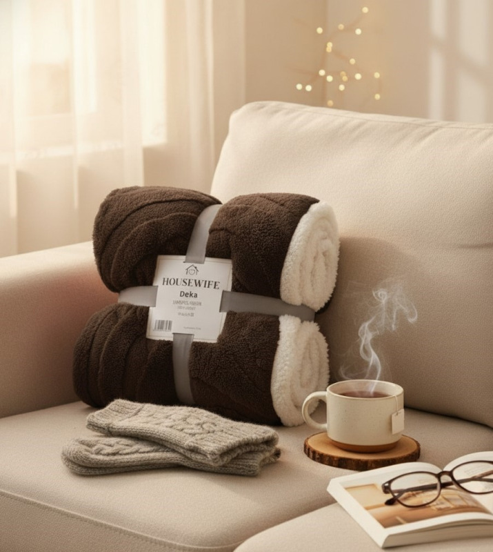 Deka s barančekom WINTER CHOCOLATE – tmavohnedá